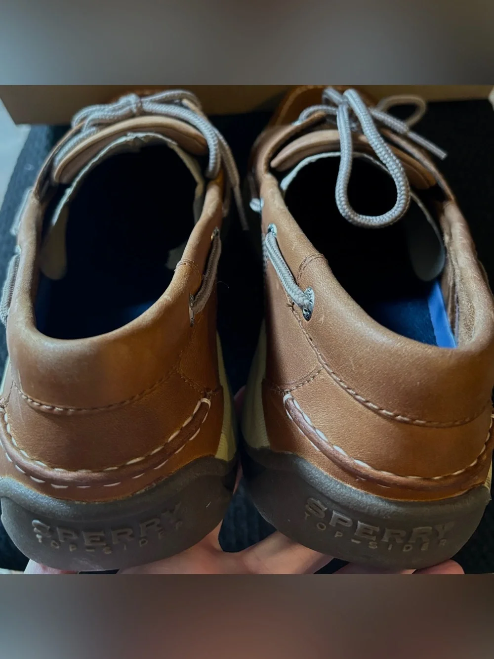 Sperry Intrepid Boat Shoes, Cognac Leather with Breathable Sides, NIB Retail $89